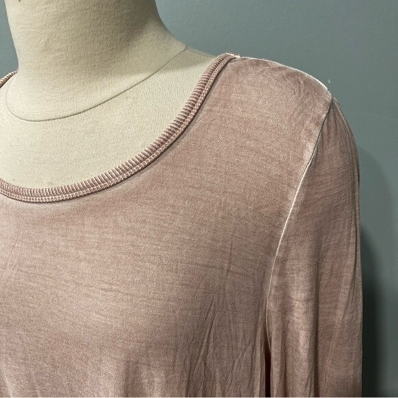 Crosby Washed Pink Scoop Neck Long Sleeve Top Size XL - Picture 5 of 10